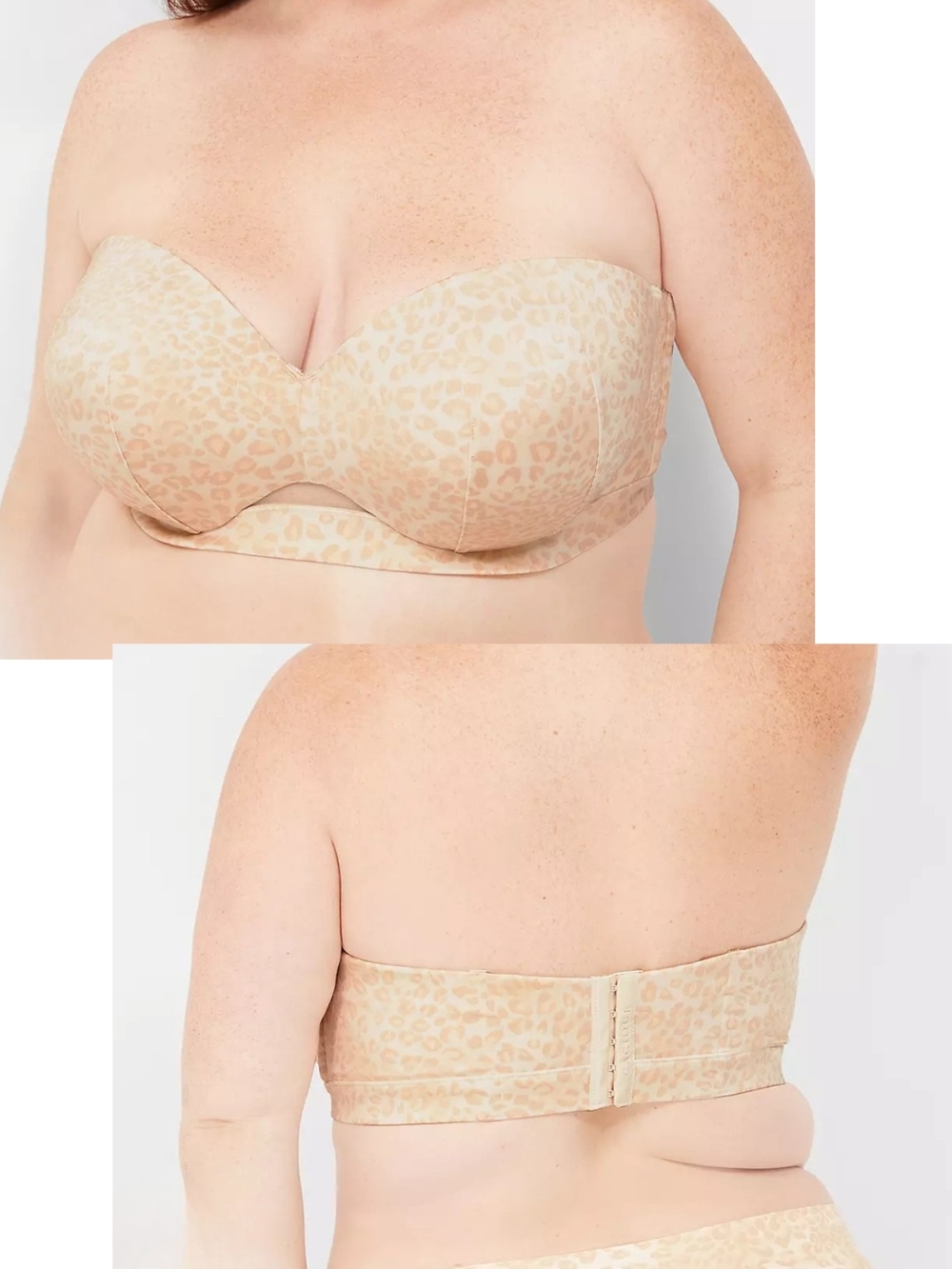 Cacique 40D Comfort Bliss Strapless Nude Leopard Print Bra 3641-CR